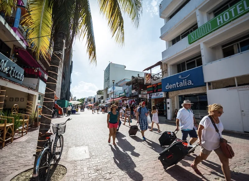 American tourists arriving in Playa del Carmen