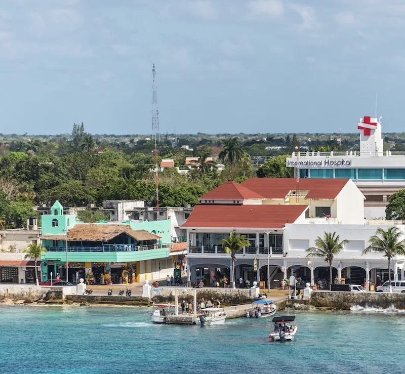 Cityscape of the main city in the island of Cozumel