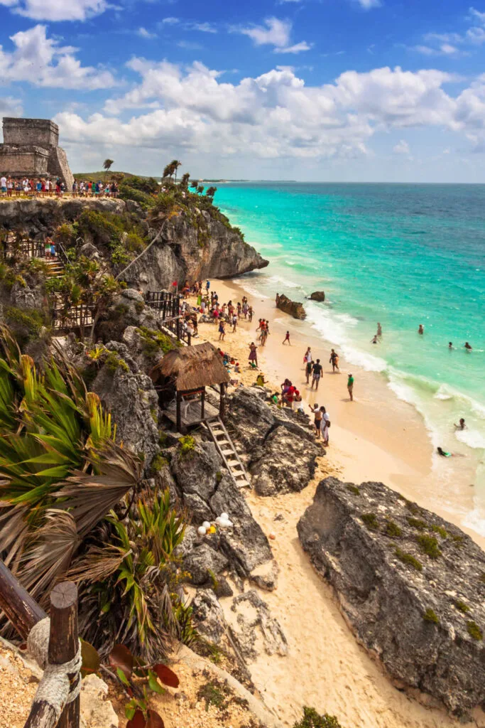 Mayan ruins near beach in Mexico