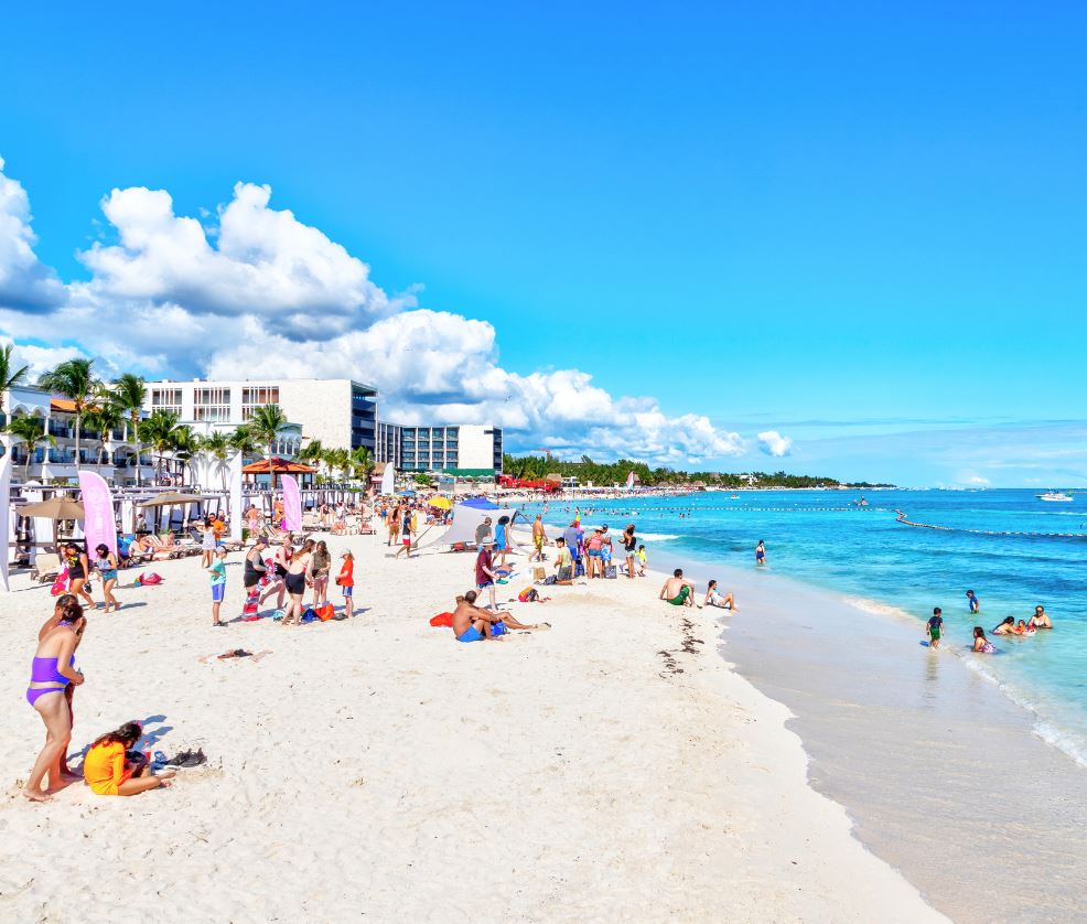 Tourists on Beach in Playa Del carmen