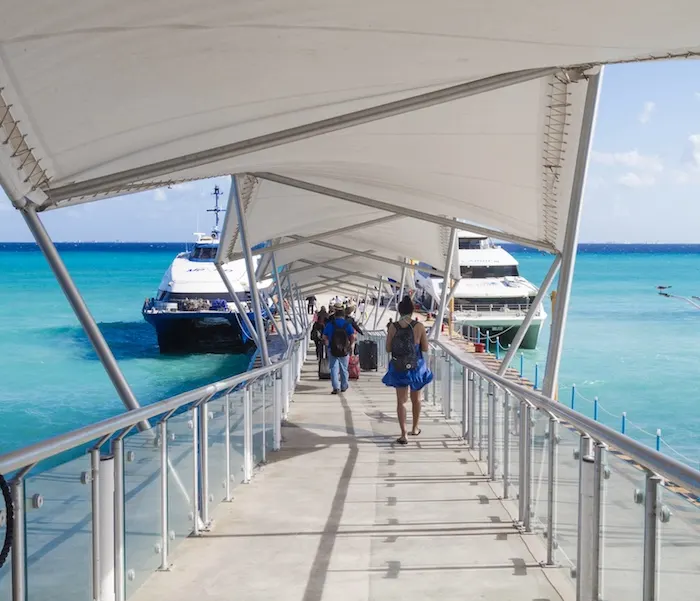 boarding ferry to Cozumel