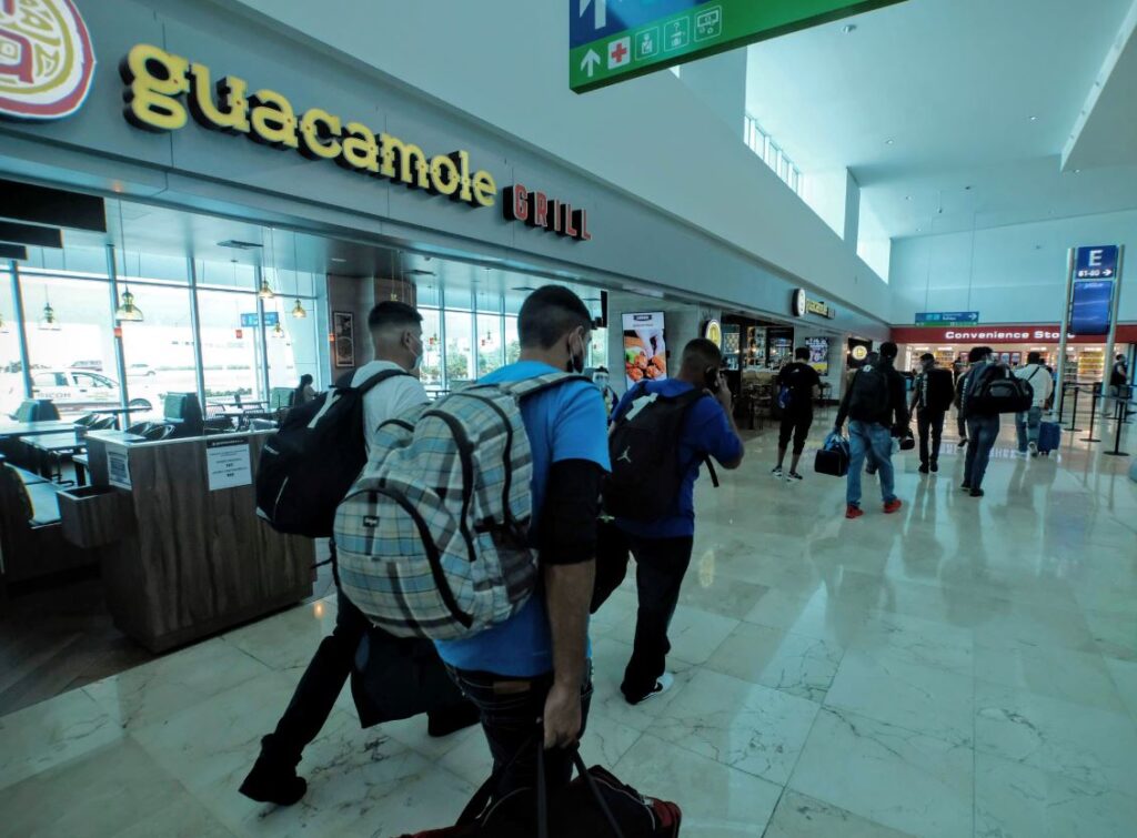 Airport travelers mask