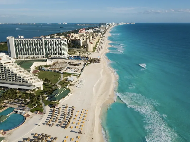 Cancun hotels beach aerial view