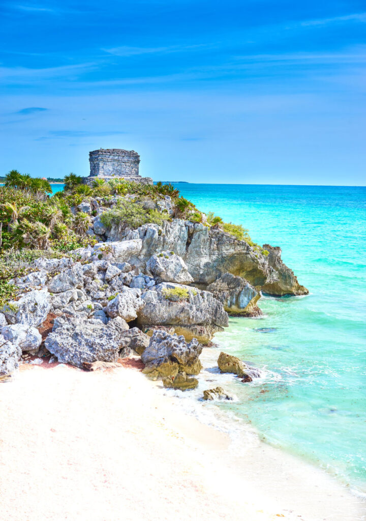 Caribbean Cost in Quintana Roo White Sand Beach