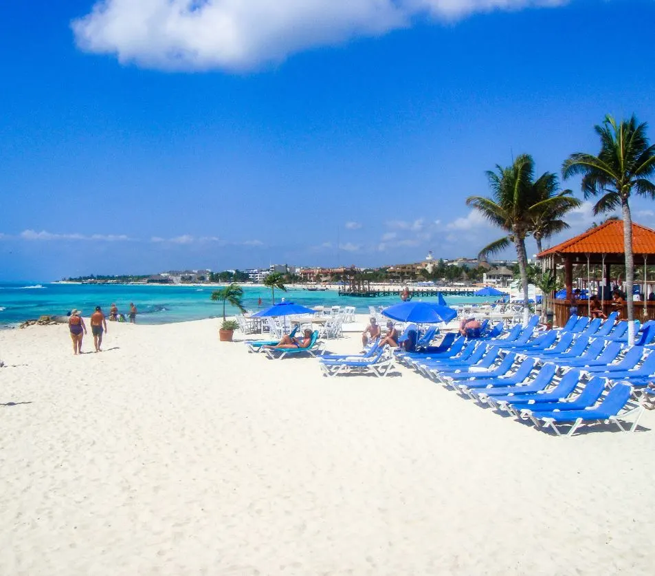 Playa Del Carmen Beach with chairs