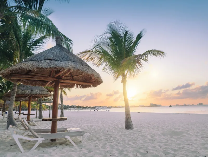 sunset in cancun beach