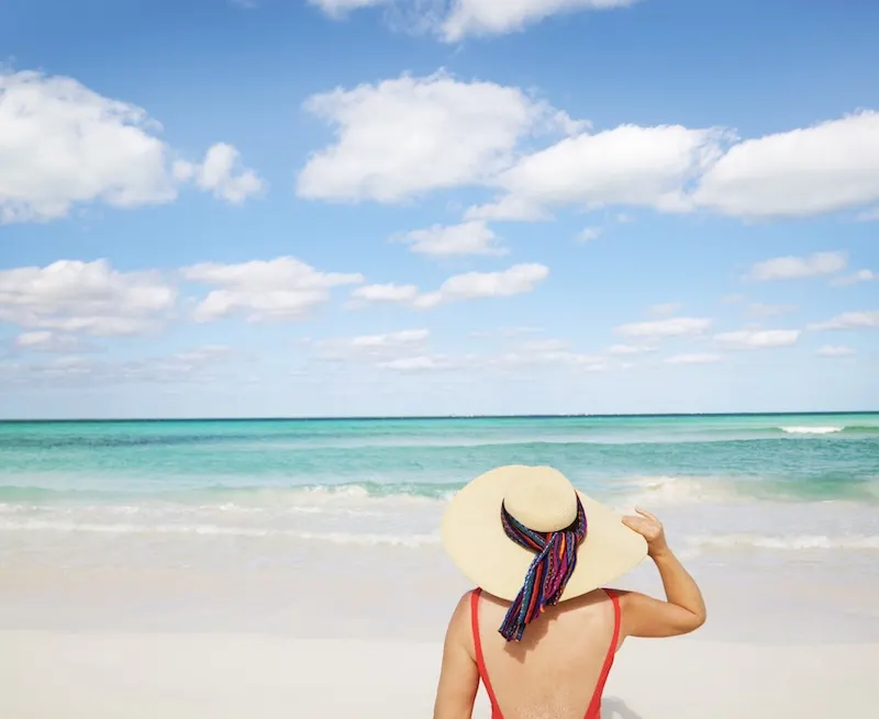 tourist at beach in Riviera Maya