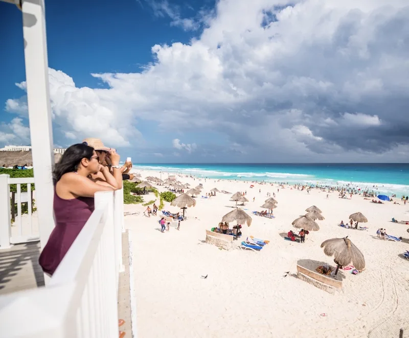 tourists at resort beach view