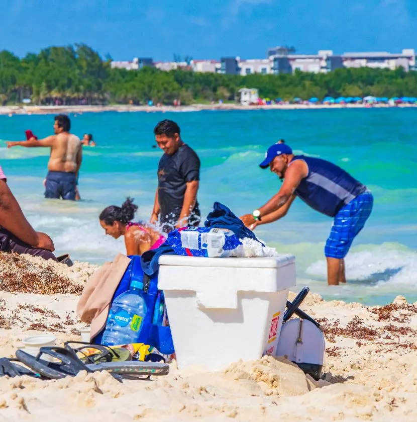 National Tourists on Beach in Cancun
