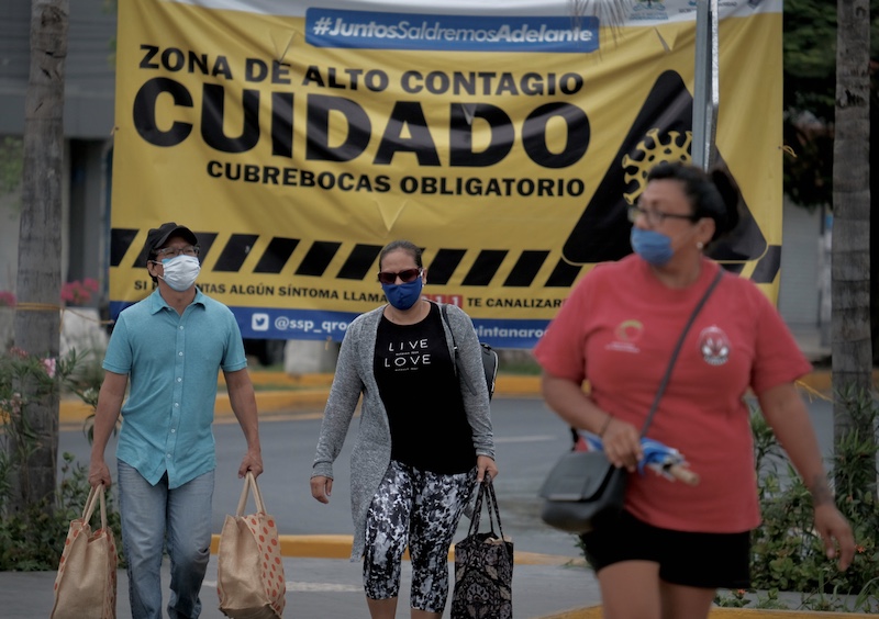 masks locals downtown Cancun