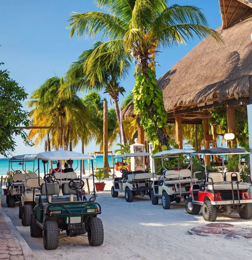 Golf carts on Isla Mujeres