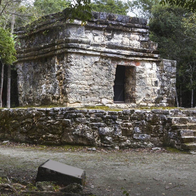 Ancient Mayan Civilization Ruins in San Gervasio Archeological Site, Cozumel Mexico