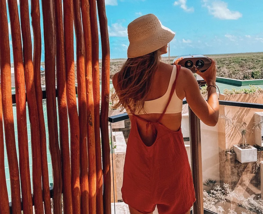 View of the Mayan Ruins from the viewfinder at Atico at Aloft tulum