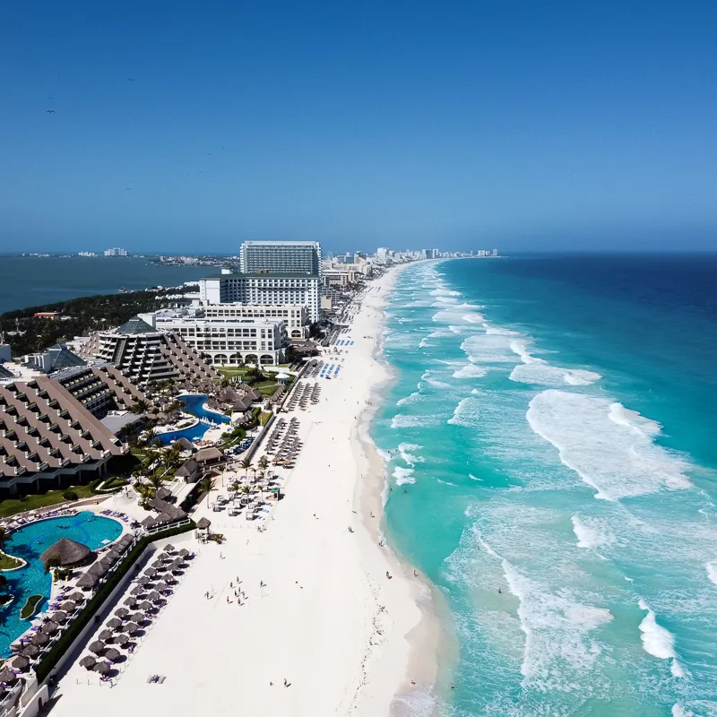 aerial shot of cancun