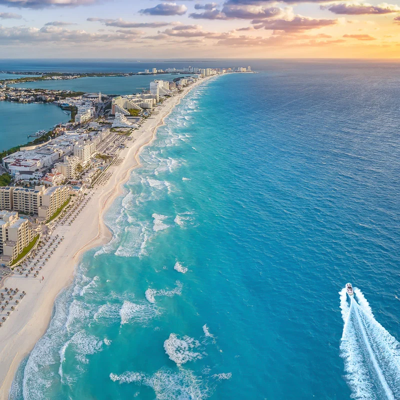 aerial shot of cancun