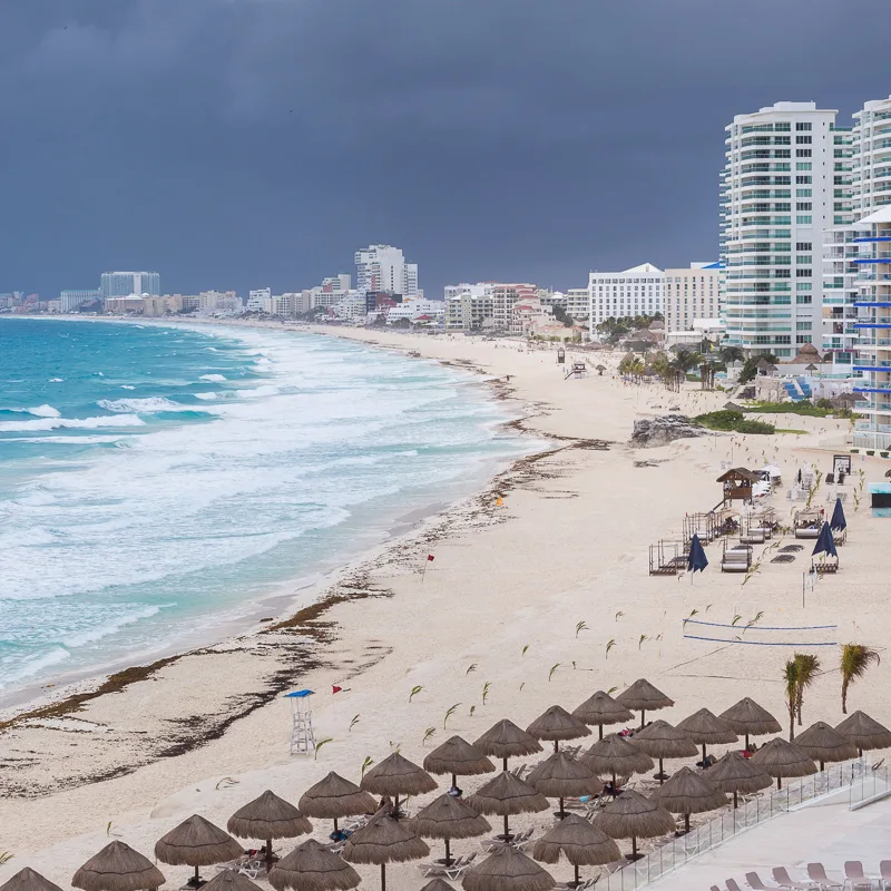 Stormy Beach in Cancun, Mexico