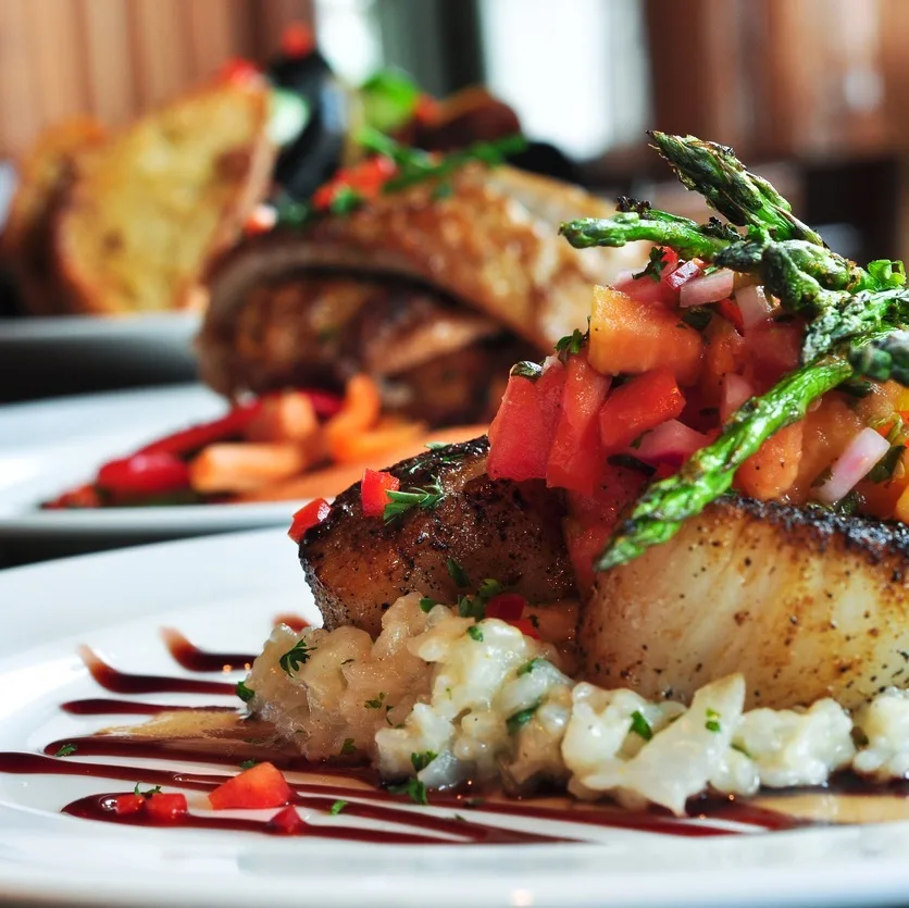 a plate of food prepared in a fine dining manner