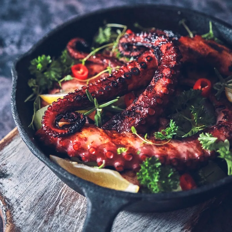 Octopus Ceviche with Fish, Onion, Chili Pepper and Lemon