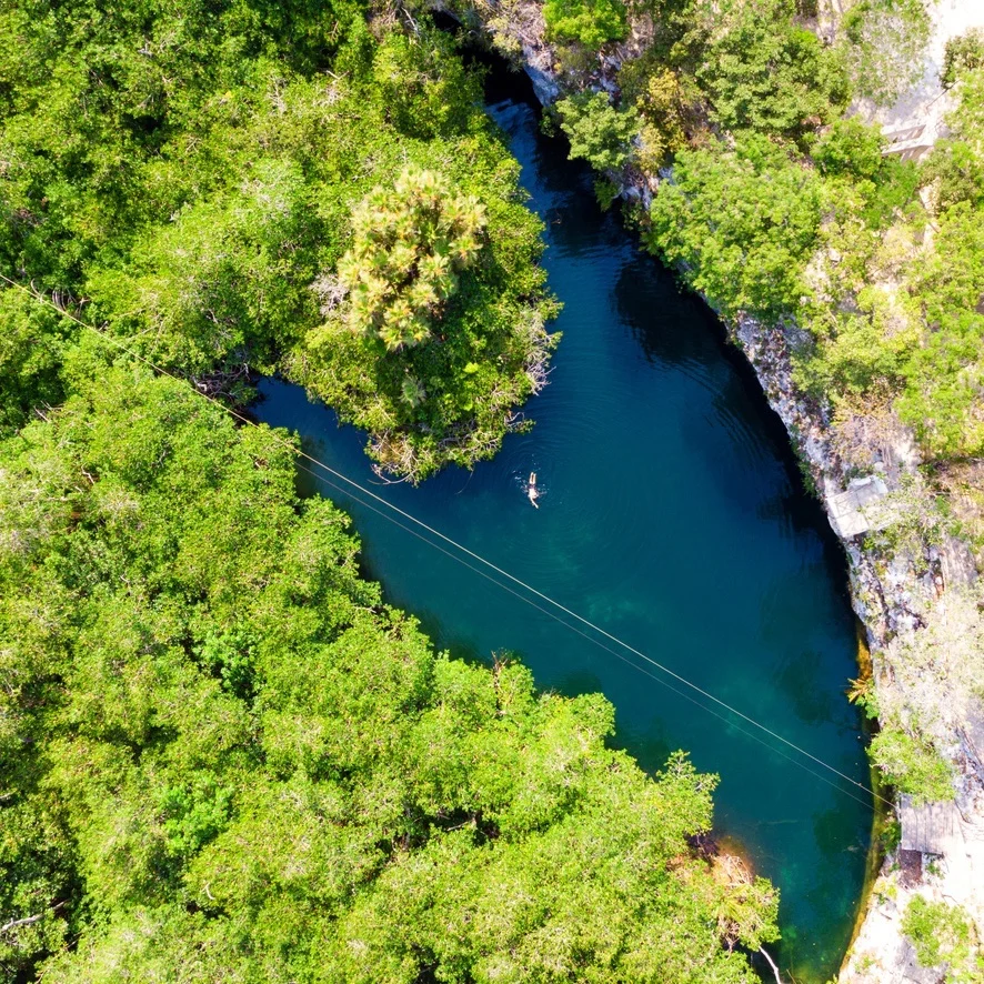 aerial view of cenote
