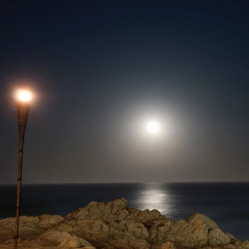 moon over ocean
