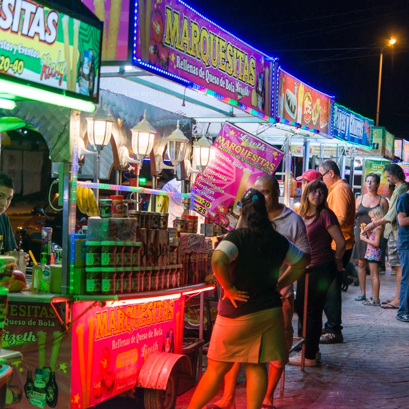 street market in the downtown center at night in Cancun