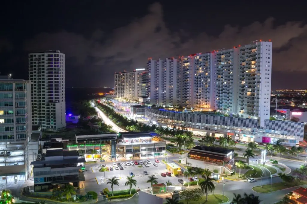 View of Downtown Cancun at Night