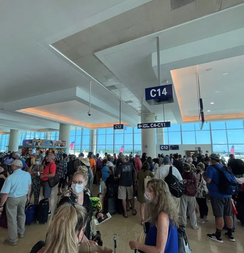 Influx of passengers at Cancun Airport