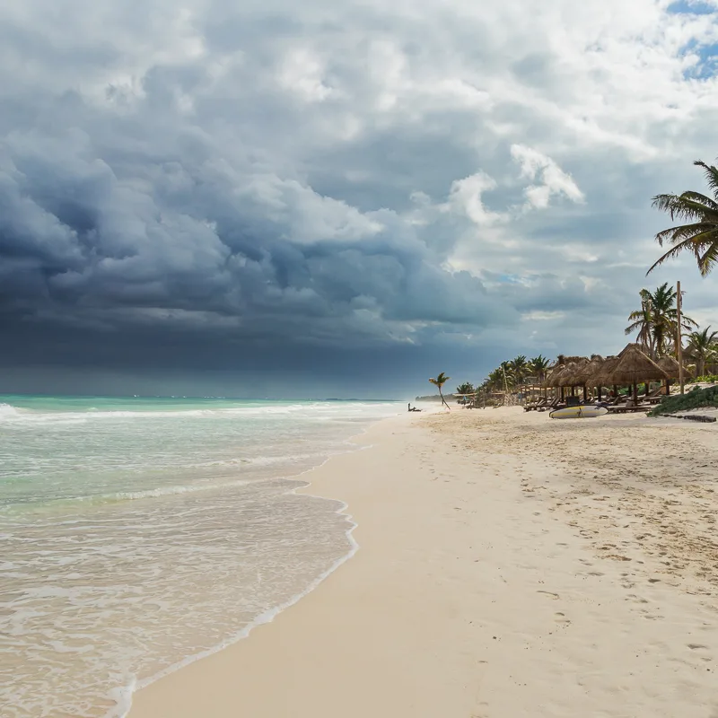 empty beach storm