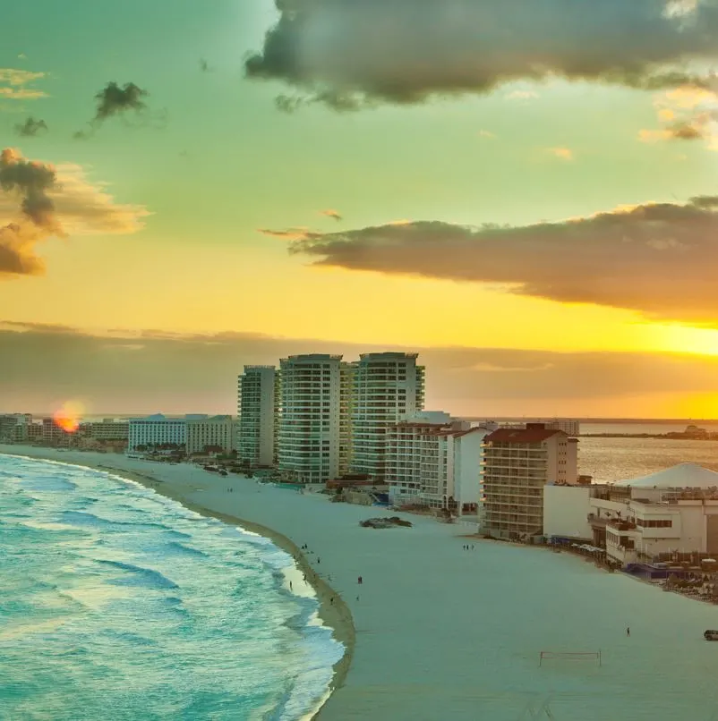 Cancun Sunset and Hotels