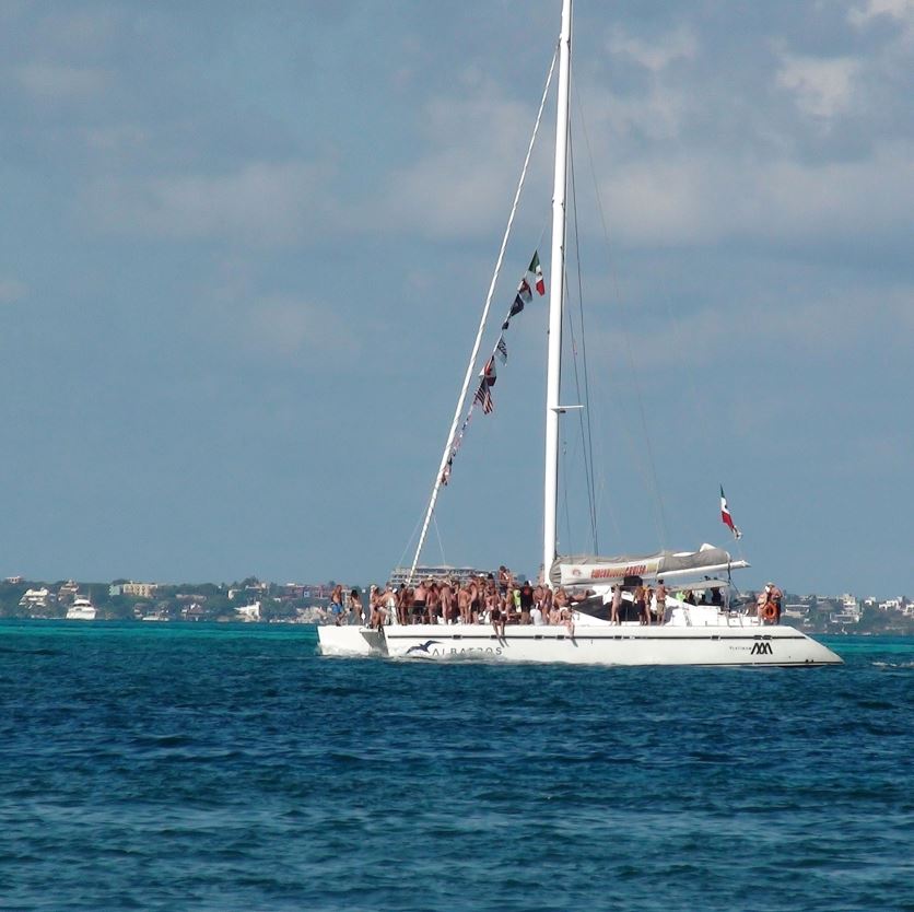 Catamaran In cancun on the water