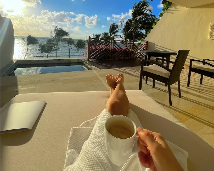 coffee at sunrise at grand velas cancun