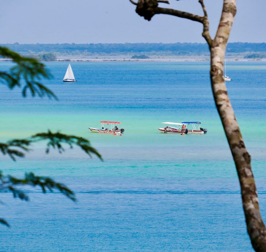 beach views during the day in Bacalar, Mexican Caribbean.