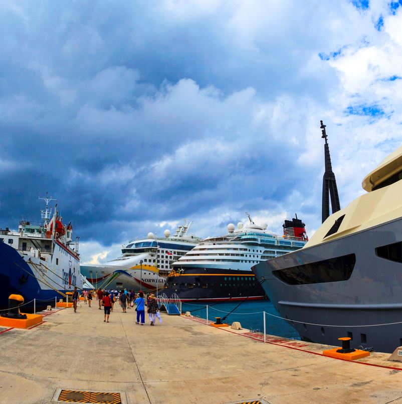 Cruise Ships At Cozumel Dock