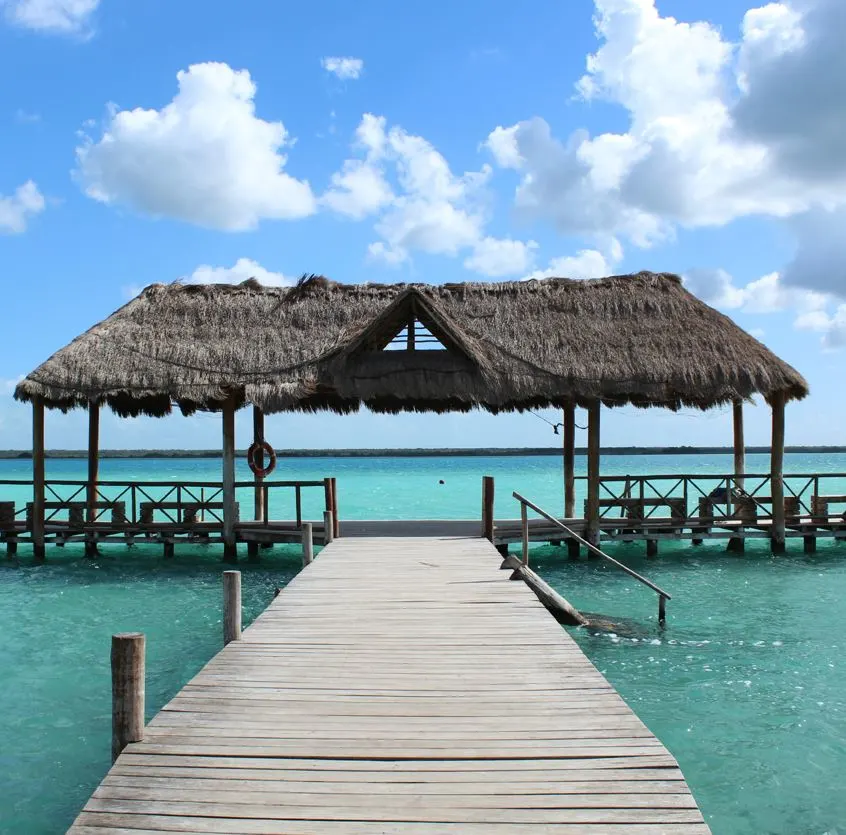 dock in Bacalar, Mexico during the day