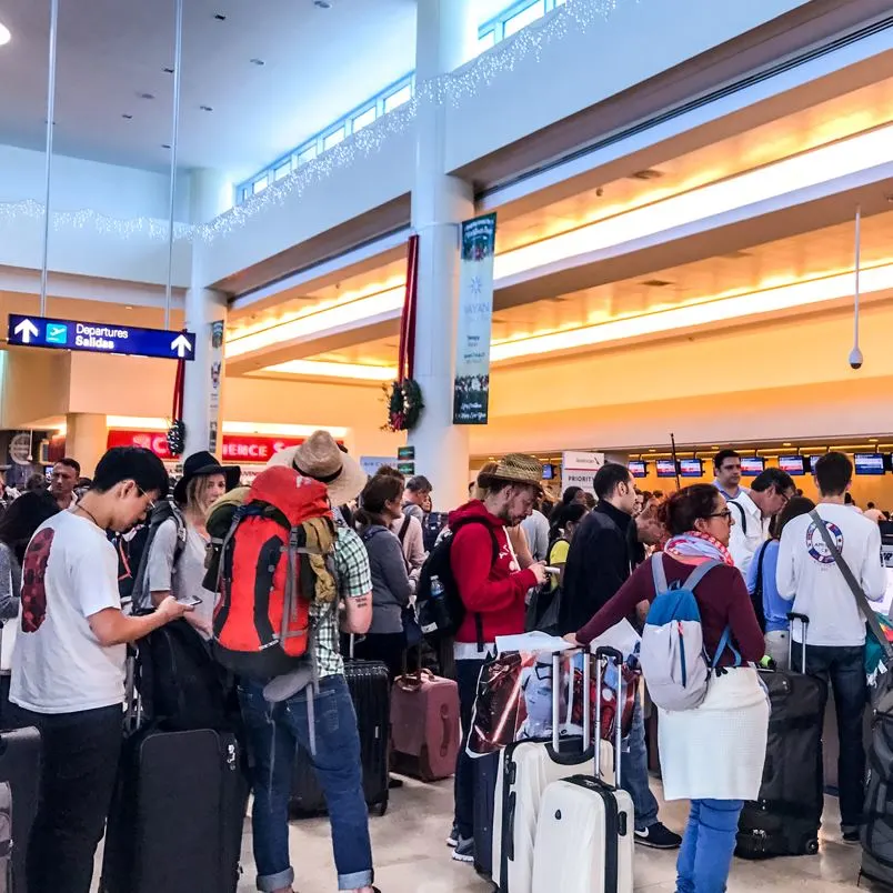 Tourists at Cancun Airport