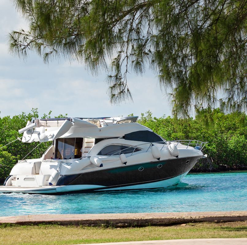 Yacht at Cancun's Nichupte Lagoon