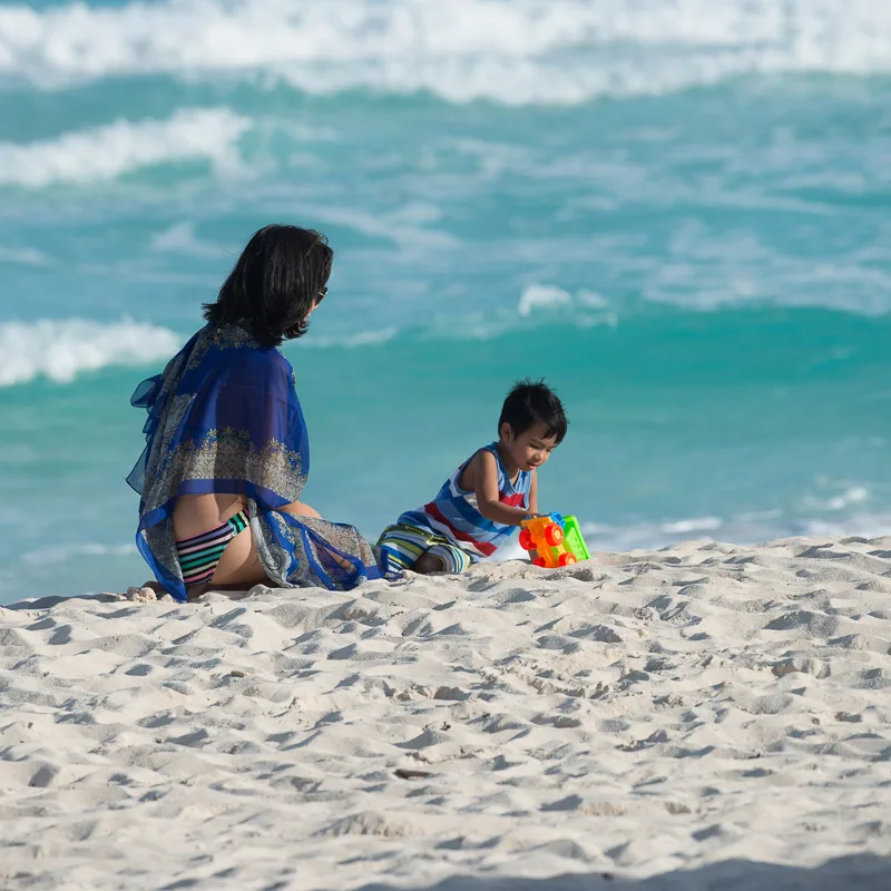 family on beach