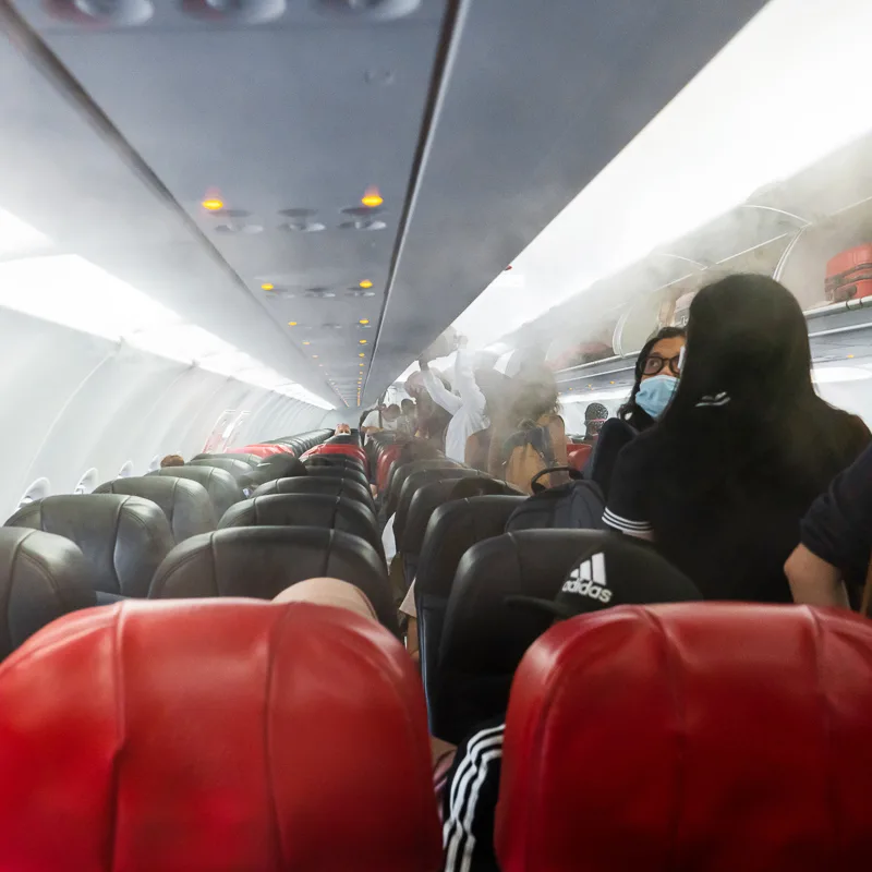 smoke on plane