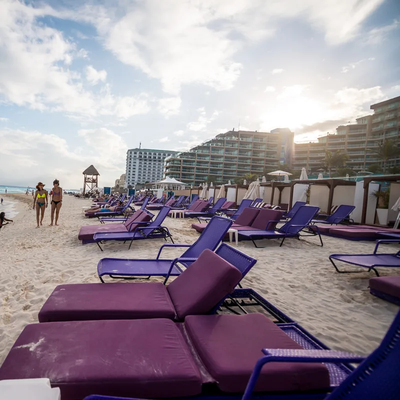 sun loungers on beach