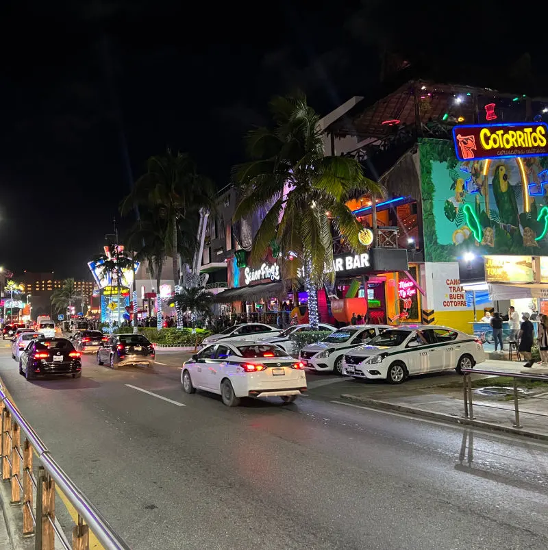 Nighttime Busy Street in Cancun