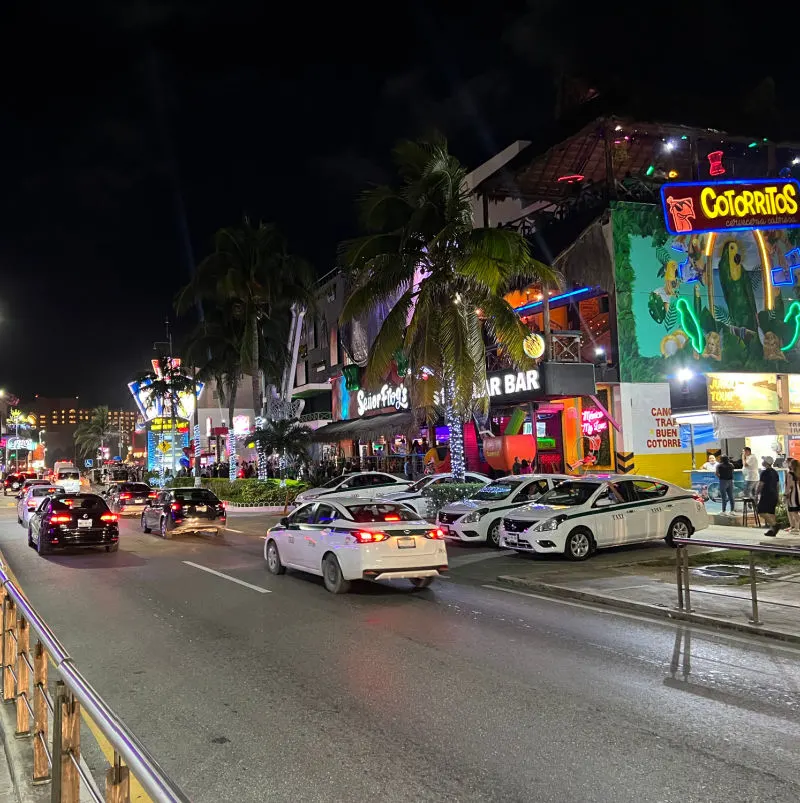 Nighttime  Busy Street in Cancun