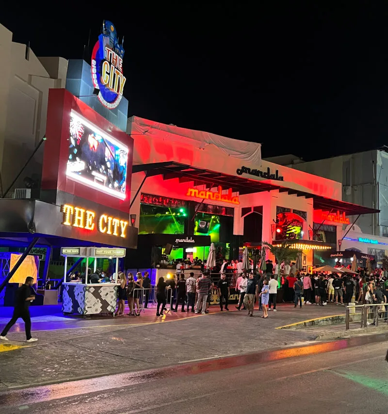 Bust Street At Night in Cancun