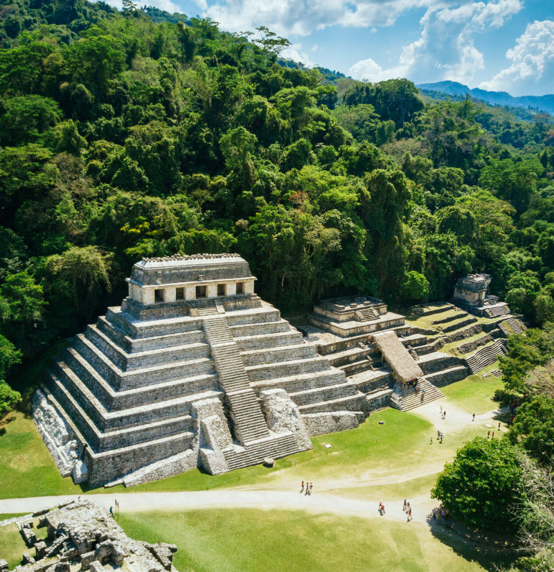 ancient Mayan Pyramid in Palenque, Chiapas 