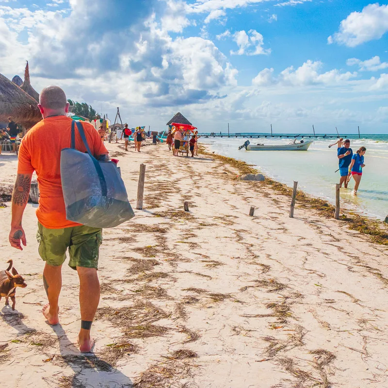 walking on beach