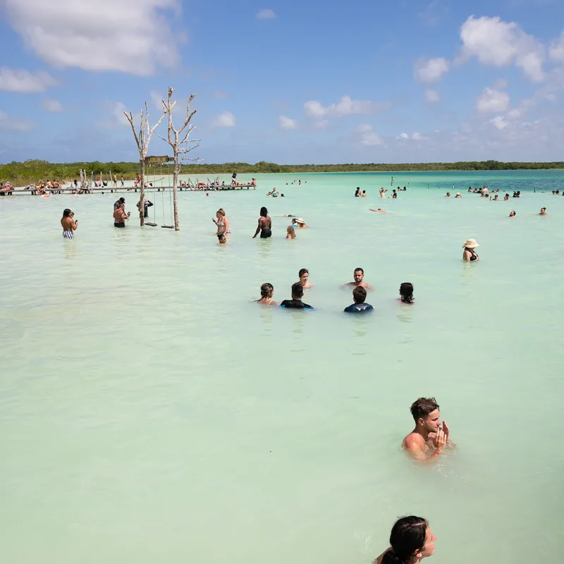 people relaxing in water