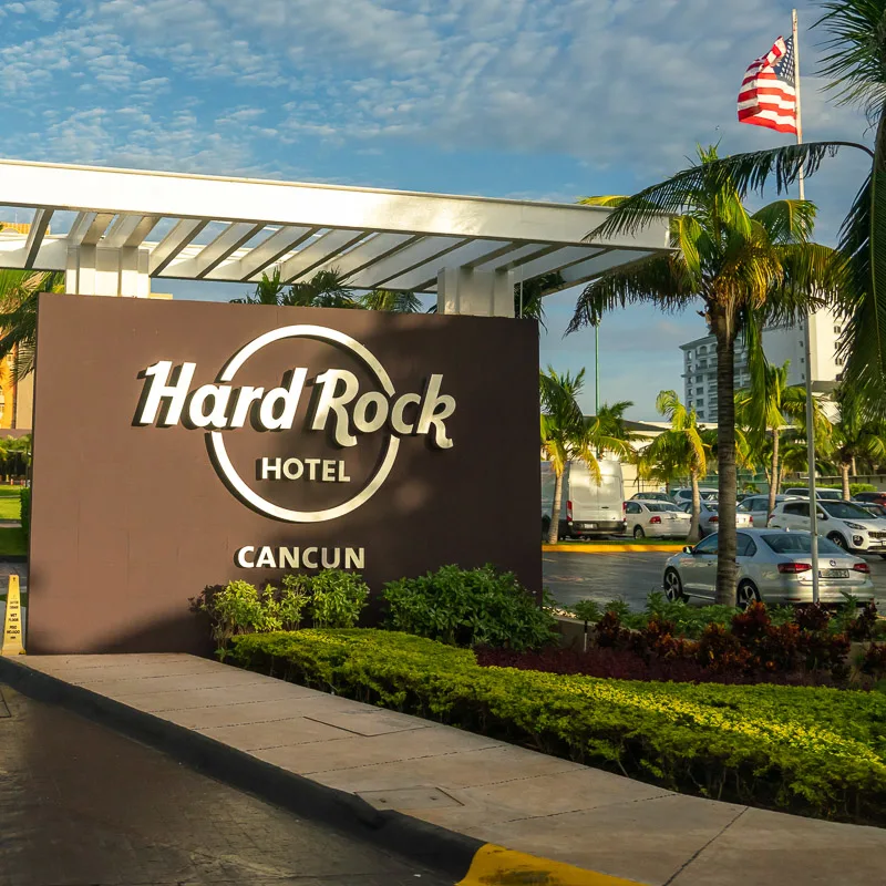 A Hard Rock Cafe property and the U.S. flag