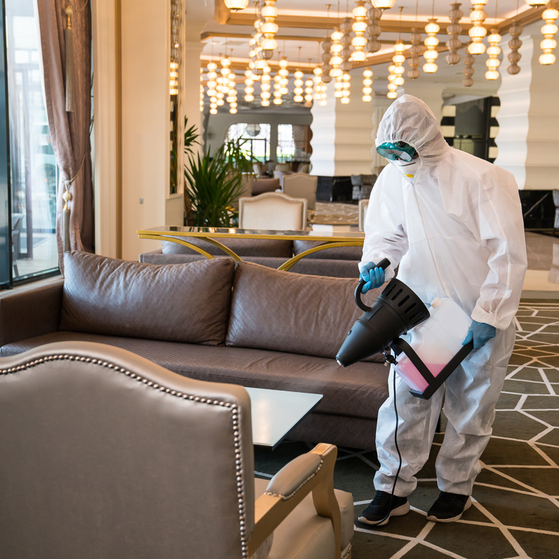 sanitizing hotel lobby cancun