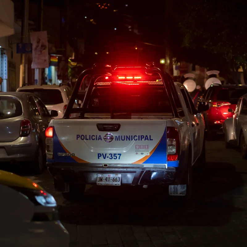 police car at night in mexico