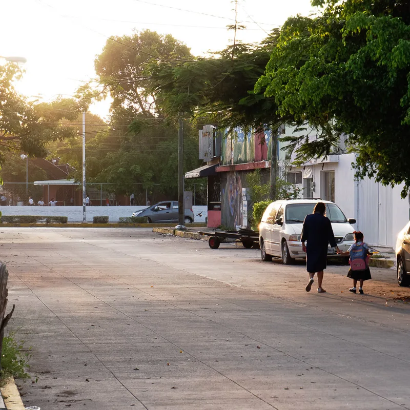 sunset on empty street