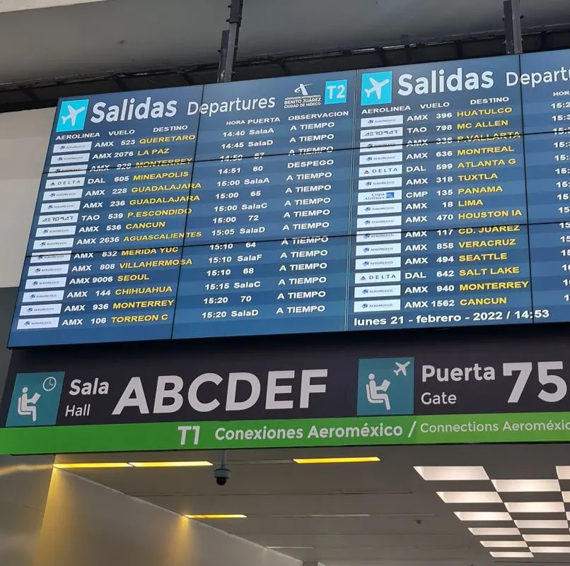 Departures Annoucment Board At Cancun Airport